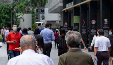 Workers at Raffles Place