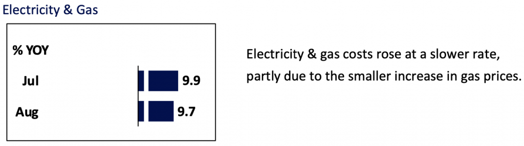 Electricity and gas inflation August 2021
